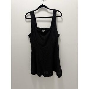 Rachel Zoe Black Linen Viscose New Sleeveless Dress Sz 14 Smocked Minimalist